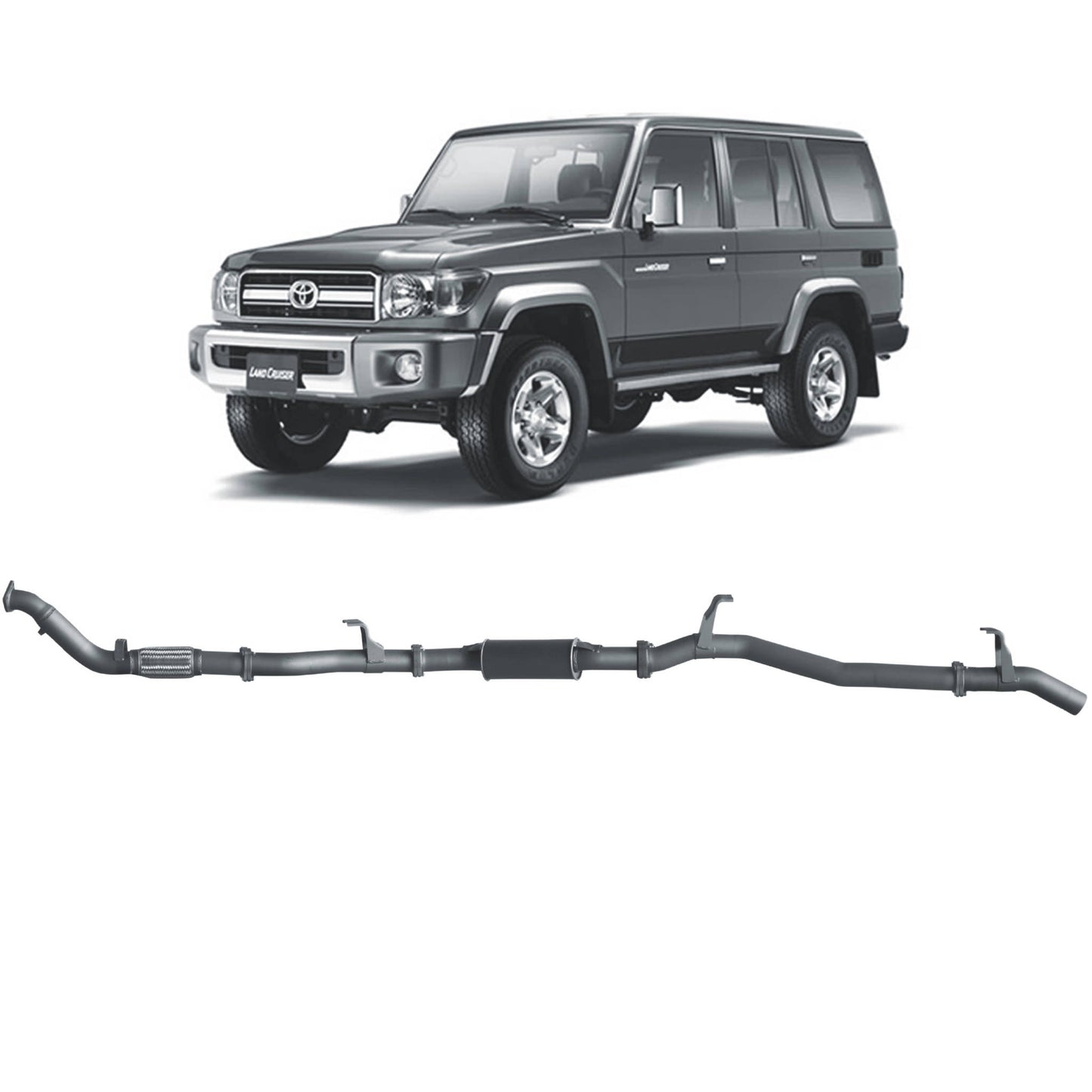 Extreme Duty 3" Turbo Back Exhaust for the Toyota LandCruiser 76 Series Wagon (03/2007 - 10/2016) (view 2)