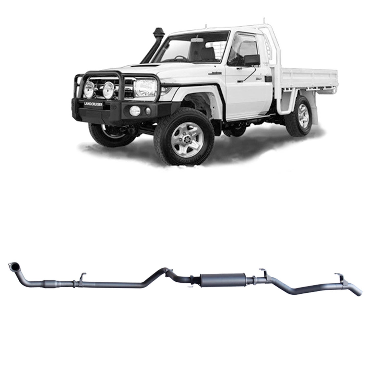 Extreme Duty 3" Factory Dump Pipe Back Exhaust for the Toyota LandCruiser 79 Series 4.2L TD (01/2001 - 01/2007) (view 6)