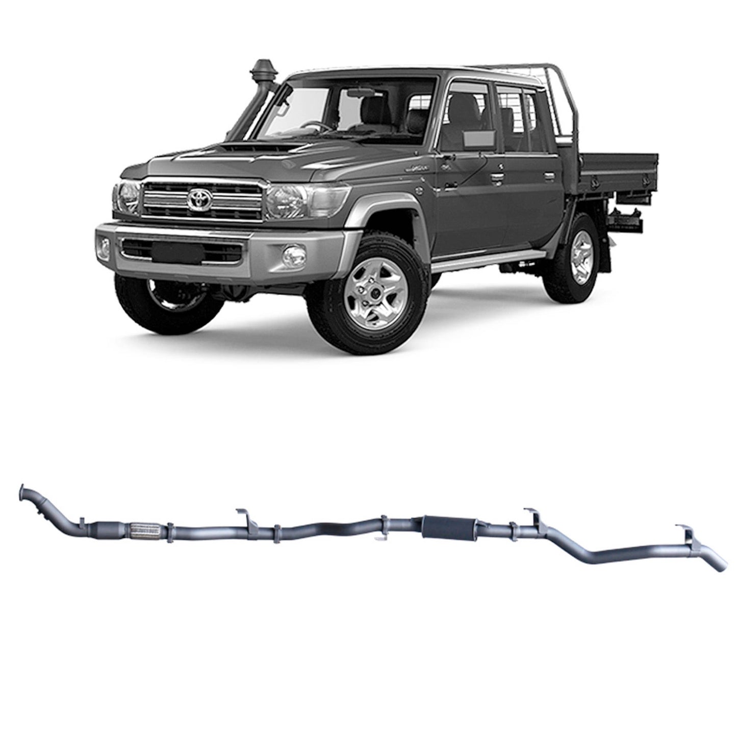 Extreme Duty 3" Turbo Back Exhaust for the Toyota LandCruiser 79 Series Dual Cab (01/2012 - 10/2016)